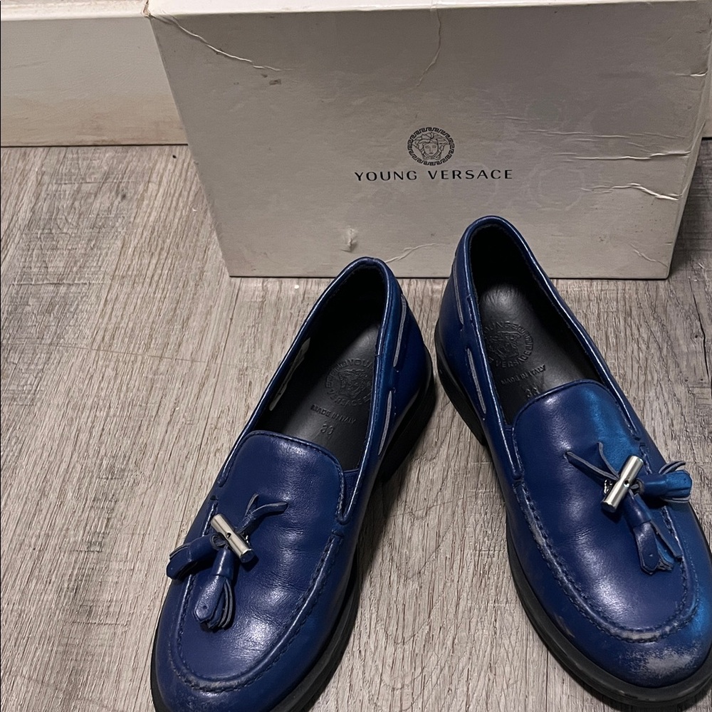 Versace Blue Kids Dress Loafers